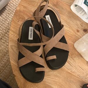 Steve Madden Brown Crisscross Sandals